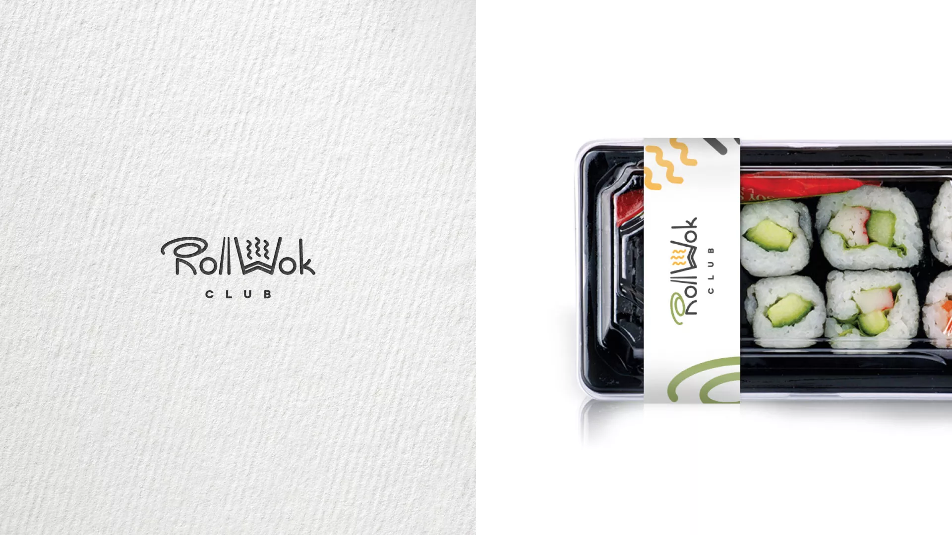 Разработка наклеек для суши-бара «Roll Wok Club» в Ермолино